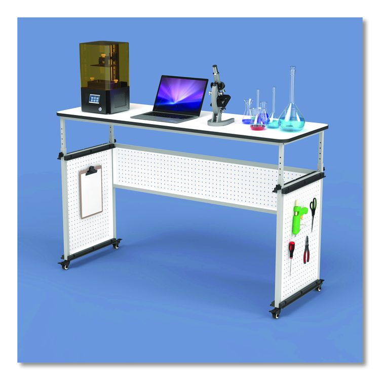 Modular Teacher's Desk, 60.25 x 21 x 32 to 38, White