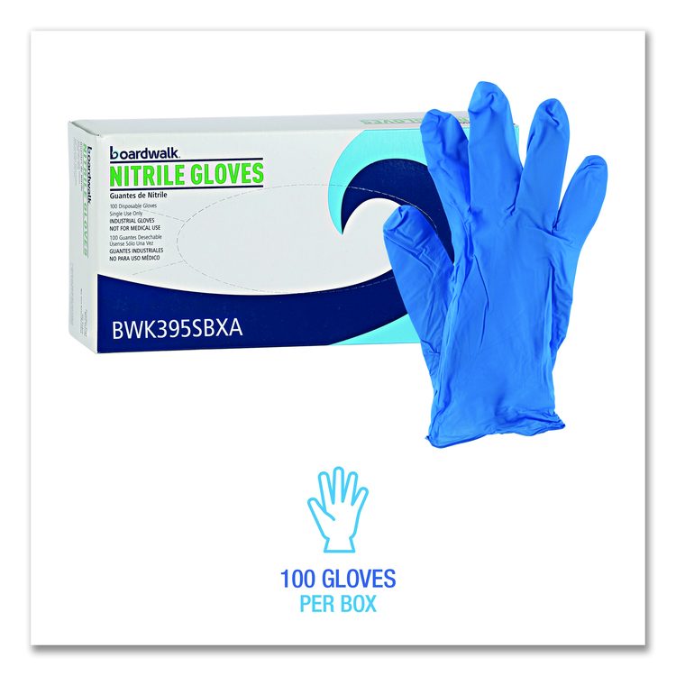 Blue Disposable Nitrile Gloves, 370 Series, Powder-Free, Small, 3 mil Thick, 9.5" Long, Blue, 100/Box, 10 Boxes/Carton