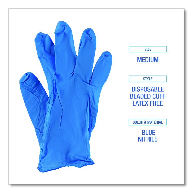 Blue Disposable Nitrile Gloves, 370 Series, Powder-Free, Small, 3 mil Thick, 9.5" Long, Blue, 100/Box, 10 Boxes/Carton