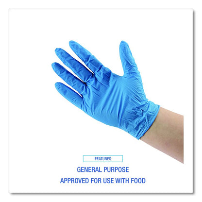 Blue Disposable Nitrile Gloves, 370 Series, Powder-Free, Small, 3 mil Thick, 9.5" Long, Blue, 100/Box, 10 Boxes/Carton