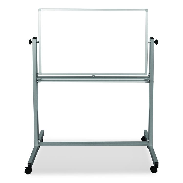 Mobile Magnetic Whiteboard, 36" x 24", White Surface, Silver Aluminum Frame