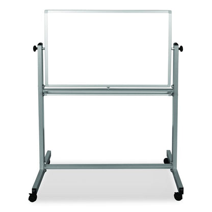 Mobile Magnetic Whiteboard, 36" x 24", White Surface, Silver Aluminum Frame