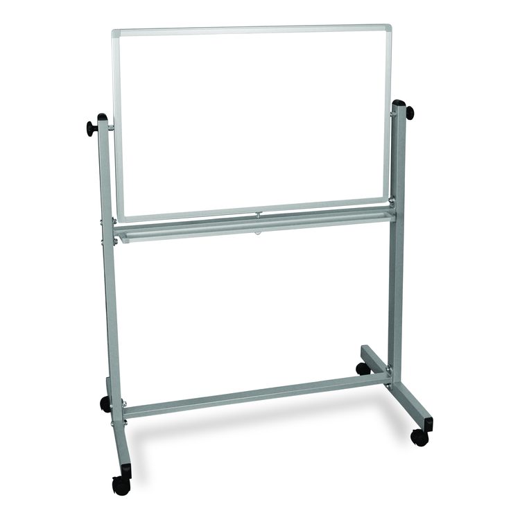 Mobile Magnetic Whiteboard, 36" x 24", White Surface, Silver Aluminum Frame