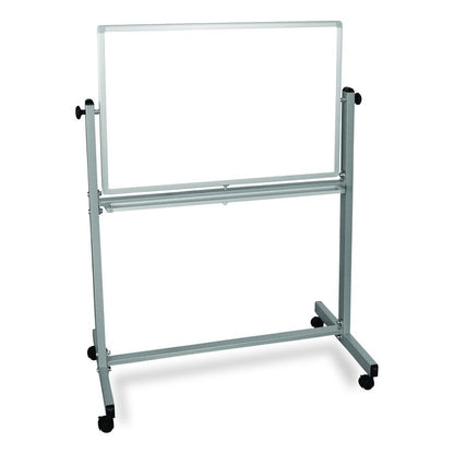 Mobile Magnetic Whiteboard, 36" x 24", White Surface, Silver Aluminum Frame