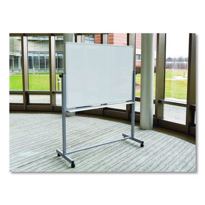 Mobile Magnetic Whiteboard, 48" x 36", White Surface, Silver Aluminum Frame
