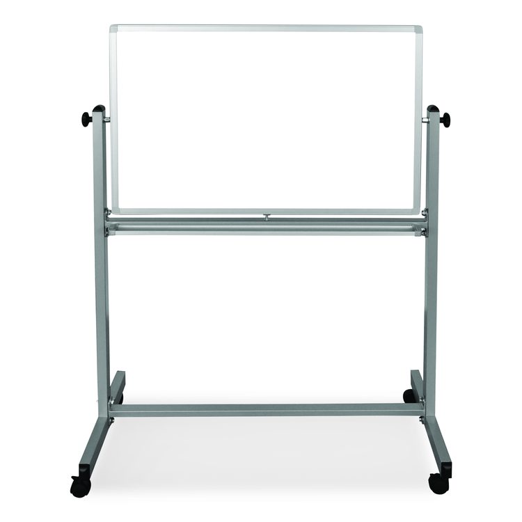 Mobile Magnetic Whiteboard, 36" x 24", White Surface, Silver Aluminum Frame