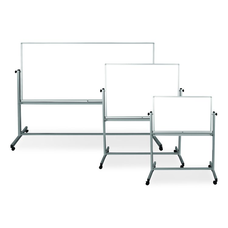 Mobile Magnetic Whiteboard, 36" x 24", White Surface, Silver Aluminum Frame