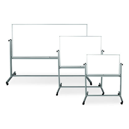 Mobile Magnetic Whiteboard, 36" x 24", White Surface, Silver Aluminum Frame