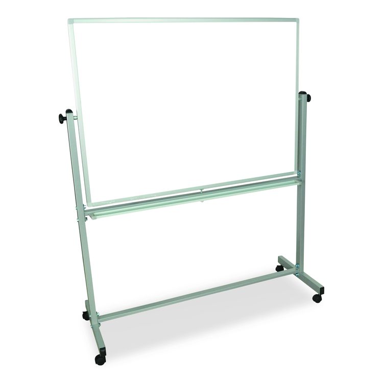 Mobile Magnetic Whiteboard, 48" x 36", White Surface, Silver Aluminum Frame