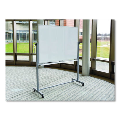 Mobile Magnetic Whiteboard, 48" x 36", White Surface, Silver Aluminum Frame