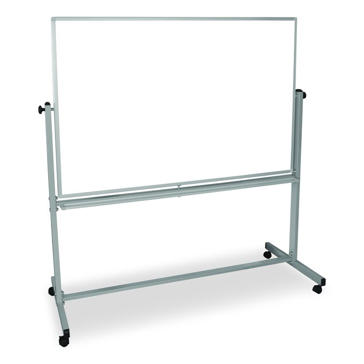 Mobile Magnetic Whiteboard, 60" x 40", White Surface, Silver Aluminum Frame