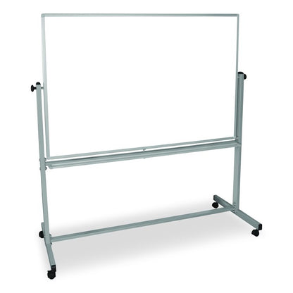 Mobile Magnetic Whiteboard, 60" x 40", White Surface, Silver Aluminum Frame