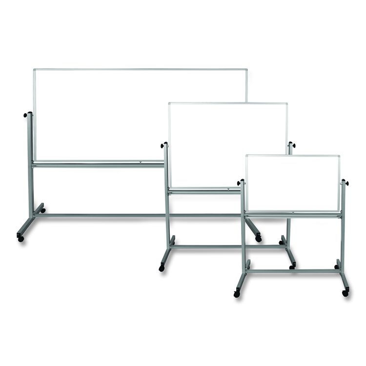 Mobile Magnetic Whiteboard, 60" x 40", White Surface, Silver Aluminum Frame
