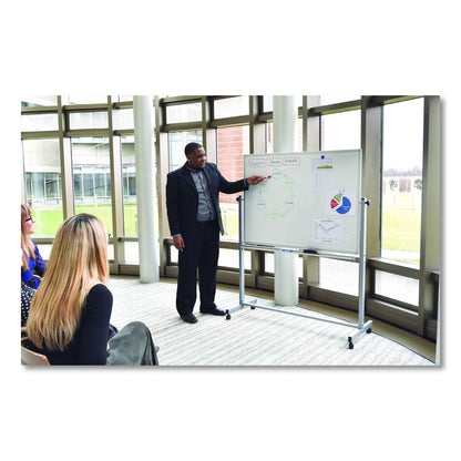 Mobile Magnetic Whiteboard, 48" x 36", White Surface, Silver Aluminum Frame