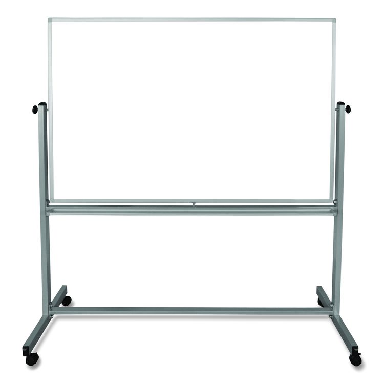 Mobile Magnetic Whiteboard, 60" x 40", White Surface, Silver Aluminum Frame