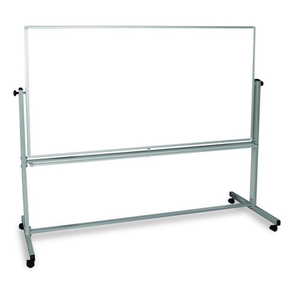 Mobile Magnetic Whiteboard, 72" x 40", White Surface, Silver Aluminum Frame