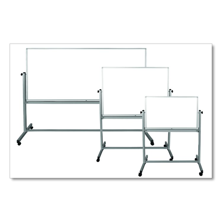 Mobile Magnetic Whiteboard, 72" x 40", White Surface, Silver Aluminum Frame