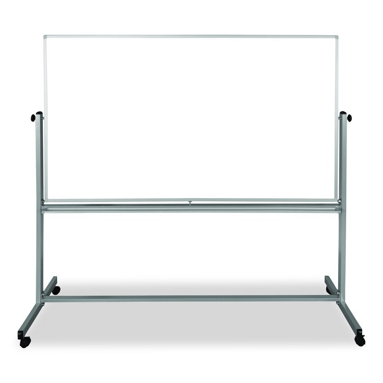 Mobile Magnetic Whiteboard, 72" x 40", White Surface, Silver Aluminum Frame