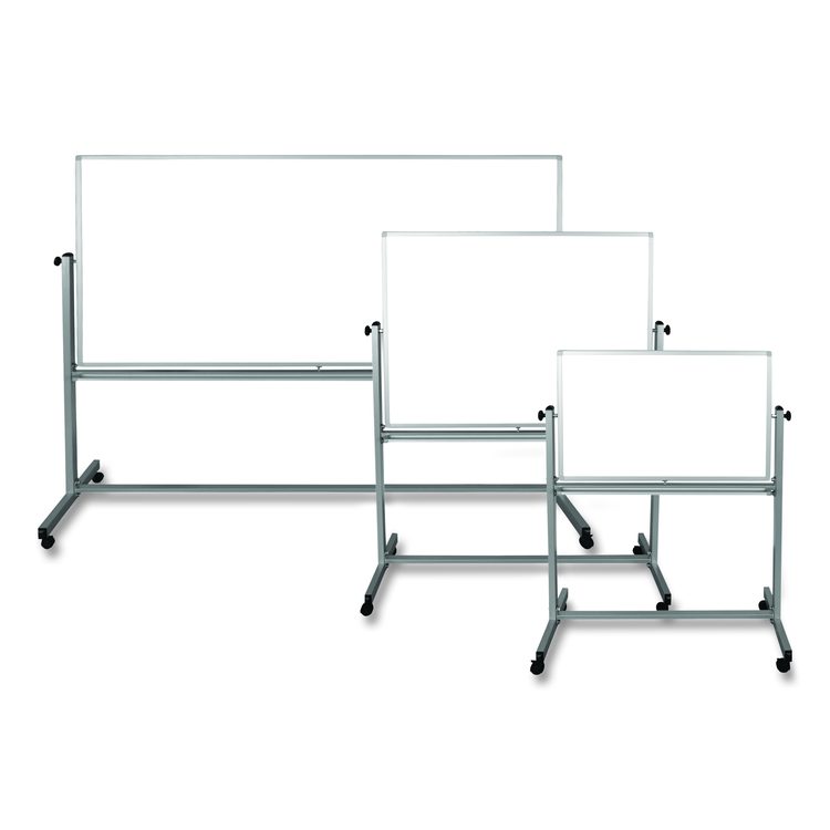Mobile Magnetic Whiteboard, 96" x 40", White Surface, Silver Aluminum Frame