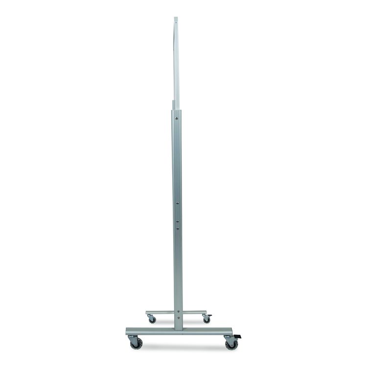 Mobile Magnetic Glass Dry Erase Board, 60" x 40", White Surface, Silver Aluminum Frame