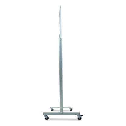 Mobile Magnetic Glass Dry Erase Board, 60" x 40", White Surface, Silver Aluminum Frame