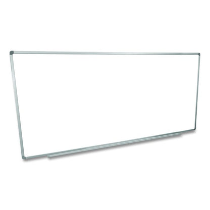 Wall-Mounted Magnetic Whiteboard, 96" x 40", White Surface, Silver Aluminum Frame