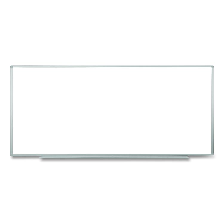 Wall-Mounted Magnetic Whiteboard, 96" x 40", White Surface, Silver Aluminum Frame