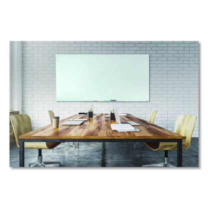 Magnetic Wall-Mounted Glass Board, 96" x 48", White Surface, Frameless