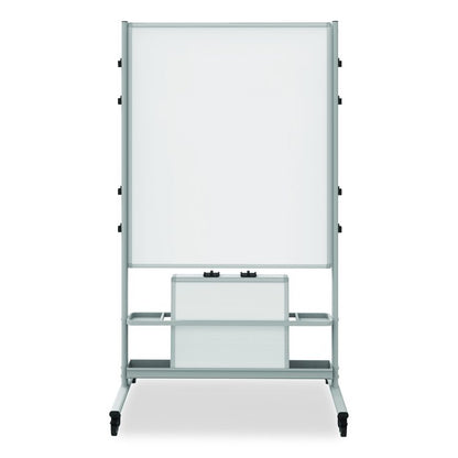 Mobile Collaboration Station Whiteboard with 4 Attachable Marker Boards, 40.4" x 48.6", White Surface, Silver Aluminum Frame
