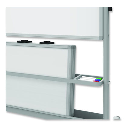 Mobile Collaboration Station Whiteboard with 4 Attachable Marker Boards, 40.4" x 48.6", White Surface, Silver Aluminum Frame
