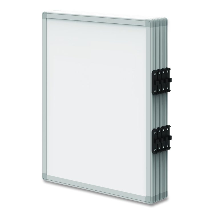 Mobile Collaboration Station Whiteboard with 4 Attachable Marker Boards, 40.4" x 48.6", White Surface, Silver Aluminum Frame