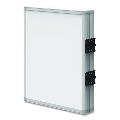 Mobile Collaboration Station Whiteboard with 4 Attachable Marker Boards, 40.4" x 48.6", White Surface, Silver Aluminum Frame
