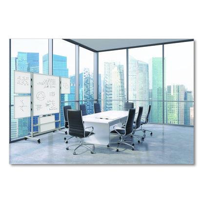 Mobile Collaboration Station Whiteboard with 4 Attachable Marker Boards, 40.4" x 48.6", White Surface, Silver Aluminum Frame