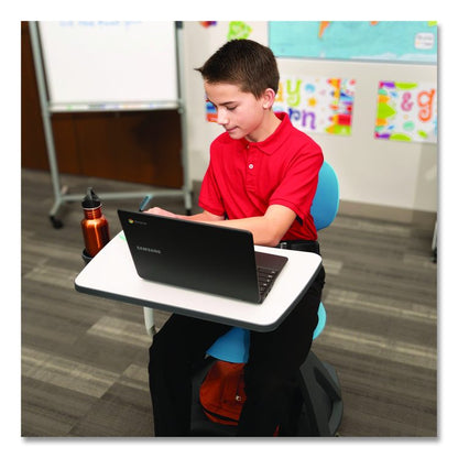 Classroom Series All-In-One Student Desk and Chair, Supports Up to 330 lb, 19" Seat Height, Blue Seat/Back, Gray Base