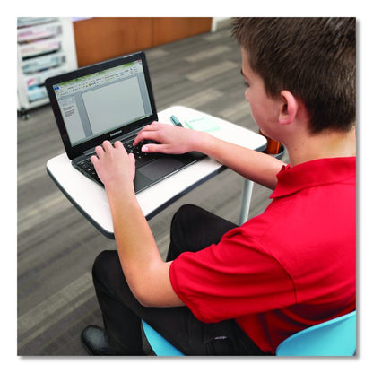 Classroom Series All-In-One Student Desk and Chair, Supports Up to 330 lb, 19" Seat Height, Blue Seat/Back, Gray Base