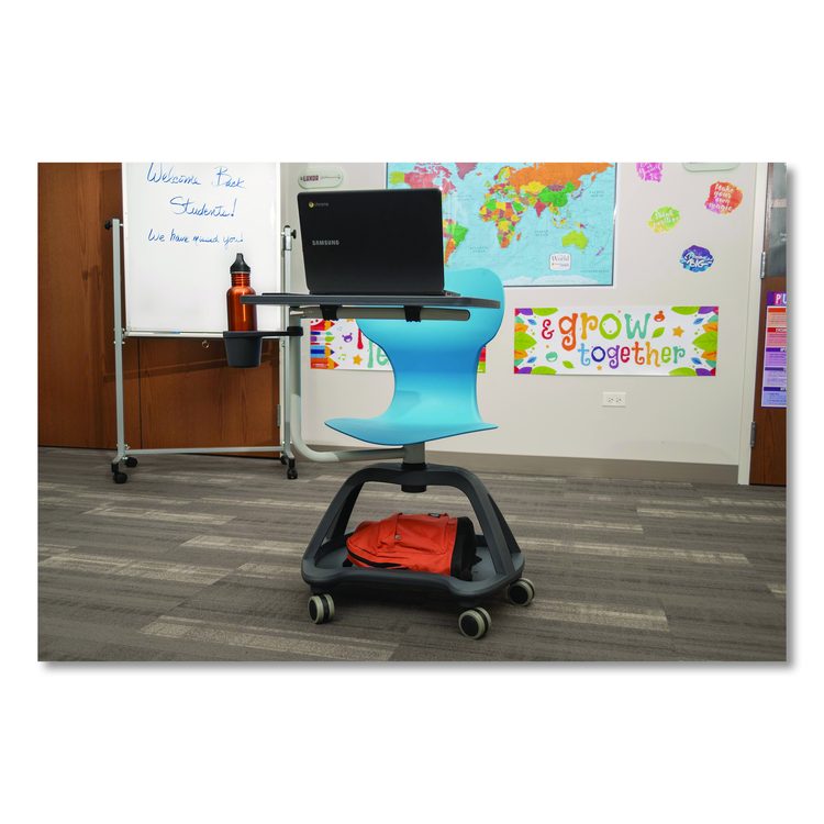 Classroom Series All-In-One Student Desk and Chair, Supports Up to 330 lb, 19" Seat Height, Blue Seat/Back, Gray Base