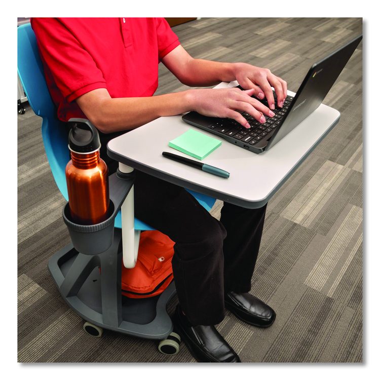 Classroom Series All-In-One Student Desk and Chair, Supports Up to 330 lb, 19" Seat Height, Blue Seat/Back, Gray Base