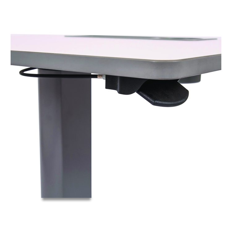 Pneumatic Sit Stand Desk, 27.5 x 19.5 x 26.25 to 42, White/Gray