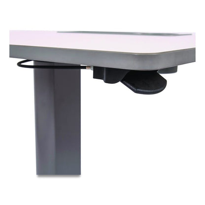 Pneumatic Sit Stand Desk, 27.5 x 19.5 x 26.25 to 42, White/Gray