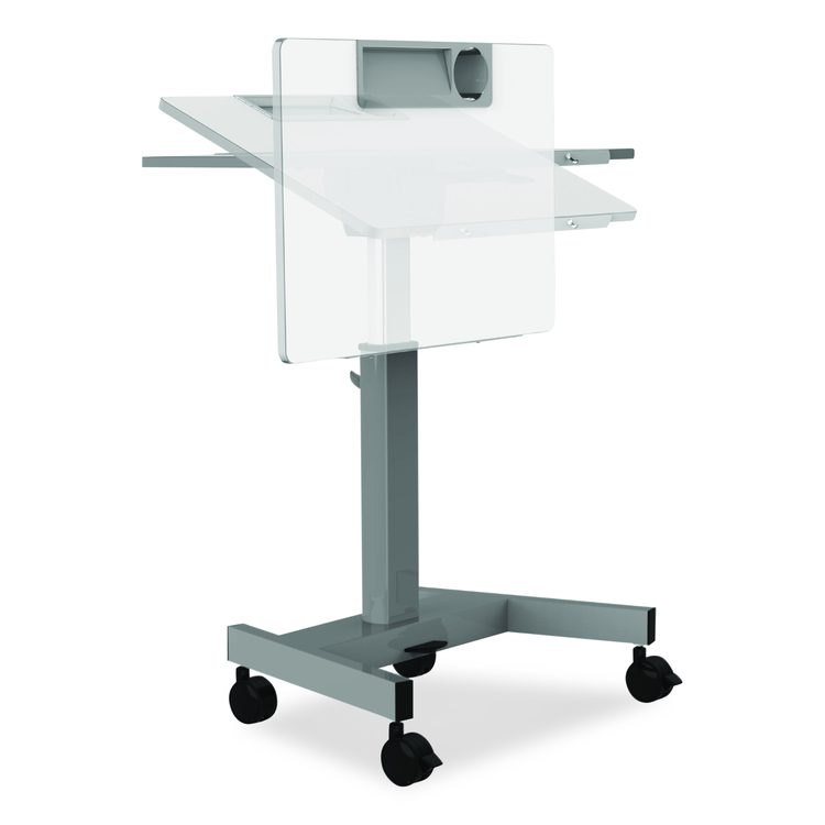 Pneumatic Adjustable Height Flip Top Student Desk, 27.5 x 19.5 x 26.25 to 42, White/Gray