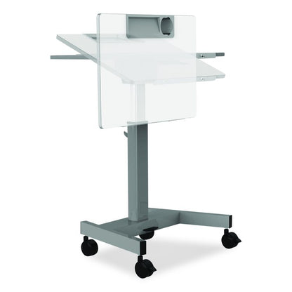 Pneumatic Adjustable Height Flip Top Student Desk, 27.5 x 19.5 x 26.25 to 42, White/Gray