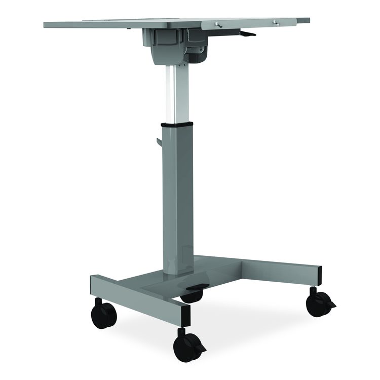 Pneumatic Adjustable Height Flip Top Student Desk, 27.5 x 19.5 x 26.25 to 42, White/Gray