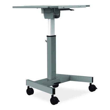 Pneumatic Adjustable Height Flip Top Student Desk, 27.5 x 19.5 x 26.25 to 42, White/Gray