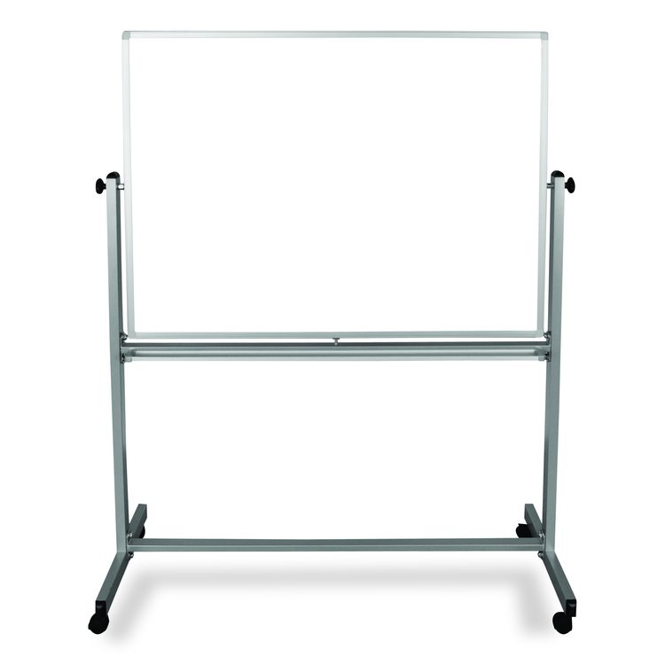 Mobile Magnetic Whiteboard, 48" x 36", White Surface, Silver Aluminum Frame
