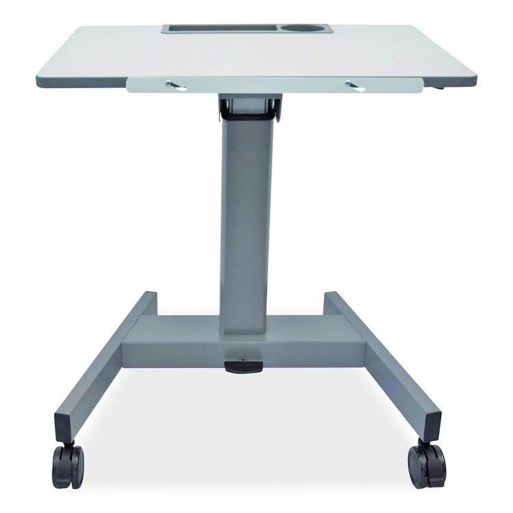 Pneumatic Adjustable Height Flip Top Student Desk, 27.5 x 19.5 x 26.25 to 42, White/Gray