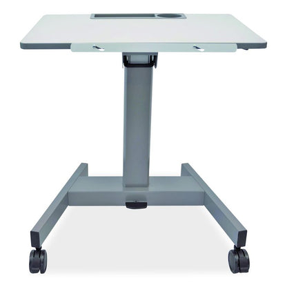 Pneumatic Adjustable Height Flip Top Student Desk, 27.5 x 19.5 x 26.25 to 42, White/Gray