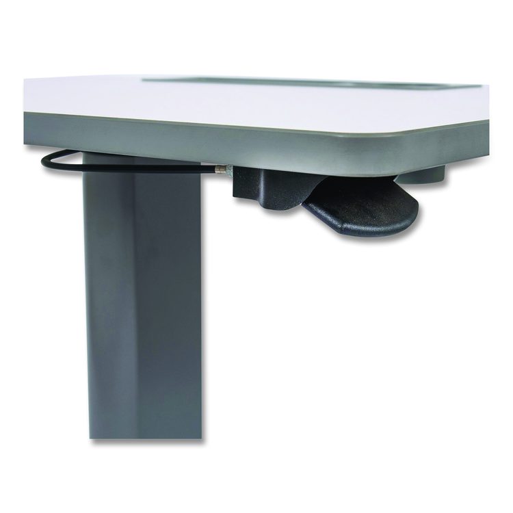 Pneumatic Adjustable Height Flip Top Student Desk, 27.5 x 19.5 x 26.25 to 42, White/Gray