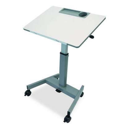Pneumatic Adjustable Height Flip Top Student Desk, 27.5 x 19.5 x 26.25 to 42, White/Gray
