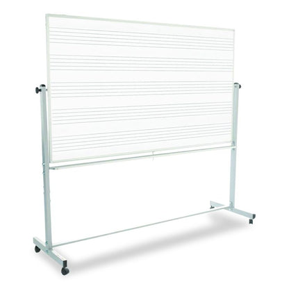 Mobile Music Staff Whiteboard, Dual-Sided Music Notation, 72" x 48", White Surface, Silver Aluminum Frame