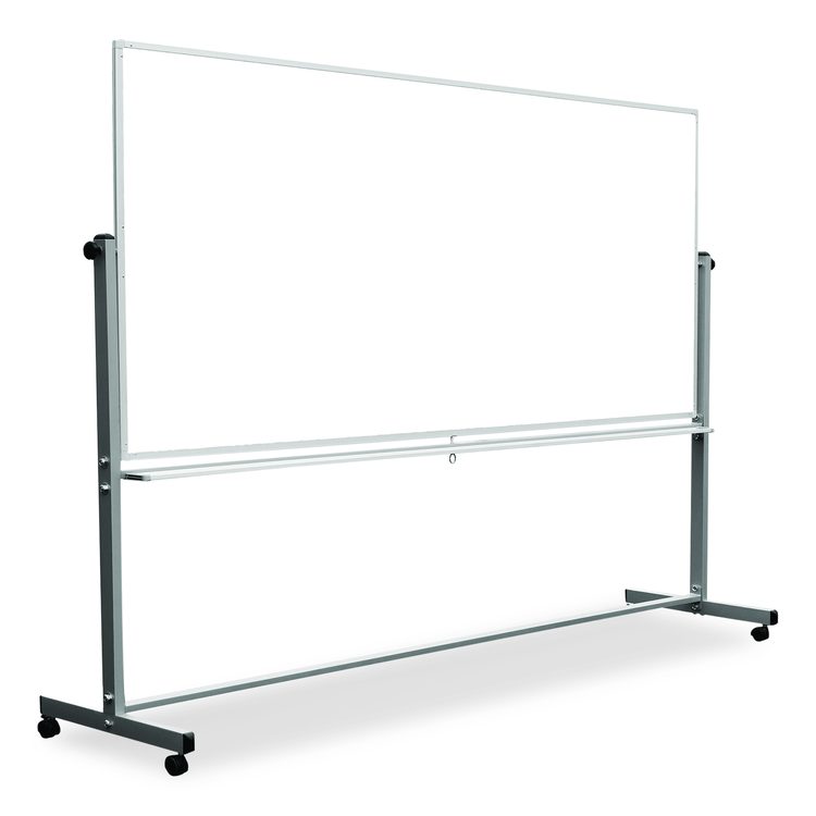 Mobile Magnetic Whiteboard, 96" x 40", White Surface, Silver Aluminum Frame
